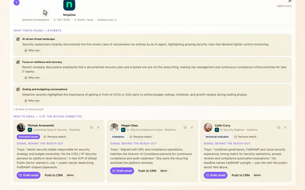 Research and job-change search built every account's story.