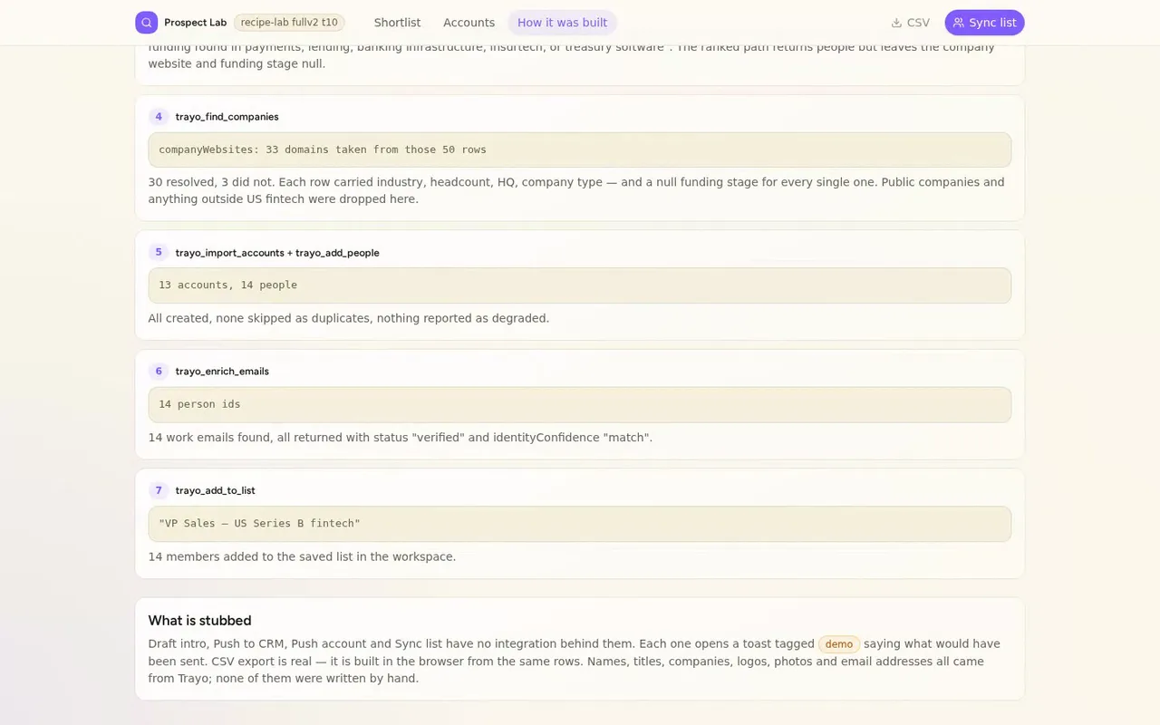The Series B filter found three companies and no VP of Sales at any of them, so we fell back to the ranked search.